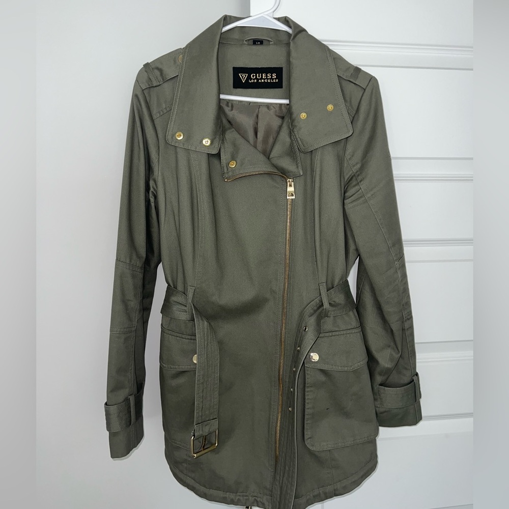 Sage Green GUESS Belted Jacket
